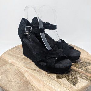 TOMS Sandals Women 8.5 Strappy Wedge Boho Velvet Professional Club Evening Shoes